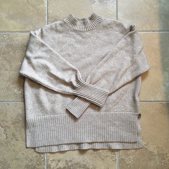 EUC H&M Beige Mock Neck Sweater - Picture 1 of 4